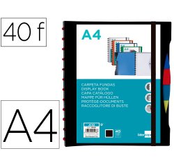 Carpeta liderpapel a4 con 40 fundas intercambiables 5 sep sobre y gomilla portada y lomo personalizable