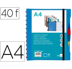 Carpeta liderpapel a4 con 40 fundas intercambiables 5 sep sobre y gomilla portada y lomo personalizable