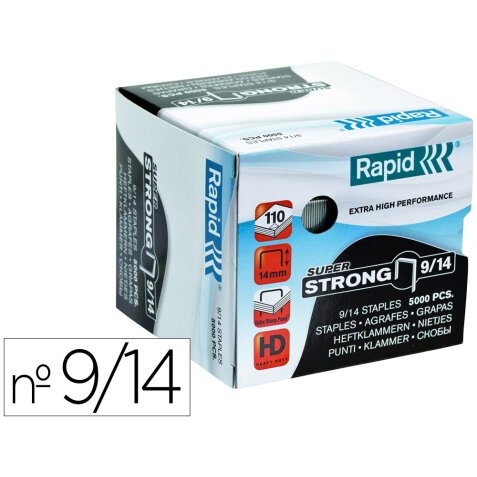 Grapas rapid super strong galvanizadas nº 9/14 caja de 5000 unidades