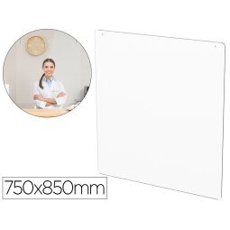 Pantalla de proteccion de techo para mostrador metacrilato ventana 300 x 150 mm medidas 750 x 850 mm