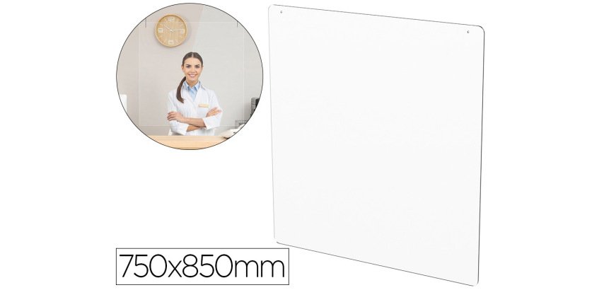 Pantalla de proteccion de techo para mostrador metacrilato ventana 300 x 150 mm medidas 750 x 850 mm