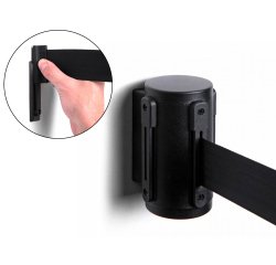 Cinta extensible de pared separadora retractil de 2 mt clips a ambos lados y clip de recepcion color negro