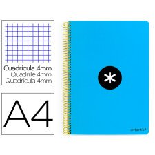 Cuaderno espiral a4 antartik tapa dura 80h 90gr cuadro 4mm con margen color azul