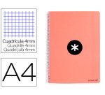 Cuaderno espiral a4 antartik tapa dura 80h 90gr cuadro 4mm con margen color coral