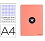 Cuaderno espiral a4 antartik tapa dura 80h 90gr cuadro 4mm con margen color coral