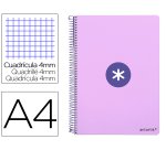 Cuaderno espiral a4 antartik tapa dura 80h 90gr cuadro 4mm con margen color lavanda
