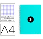Cuaderno espiral a4 antartik tapa dura 80h 90gr cuadro 4mm con margen color menta