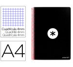 Cuaderno espiral a4 antartik tapa dura 80h 90gr cuadro 4mm con margen color negro