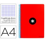 Cuaderno espiral a4 antartik tapa dura 80h 90gr cuadro 4mm con margen color rojo