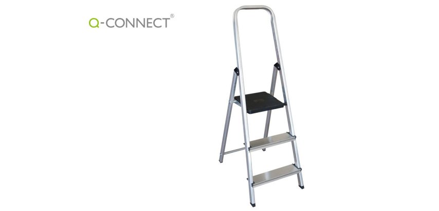 Escalera q-connect de aluminio 3 peldaños 590x400x1260 mm peso maximo 150 kg en-131