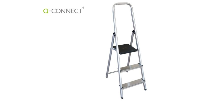 Escalera q-connect de aluminio 3 peldaños 590x400x1260 mm peso maximo 150 kg en-131