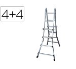 Escalera telescopica aluminio de 4+4 peldaños con tapa finalpvc antideslizante en131-4