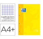 Recambio color 1 oxford A4+ 80 hojas 90 gr cuadro 5 mm 4 taladros color amarillo