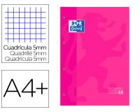 Recambio color 1 oxford A4+ 80 hojas 90 gr cuadro 5 mm 4 taladros color fucsia