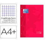 Recambio color 1 oxford A4+ 80 hojas 90 gr cuadro 5 mm 4 taladros color rojo