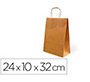 Bolsa kraft basika natural reciclado 90 gr asa retorcida tamaño \"s\" 240x100x320 mm