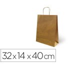 Bolsa kraft basika natural reciclado 90 gr asa retorcida tamaño \"l\" 320x140x400 mm