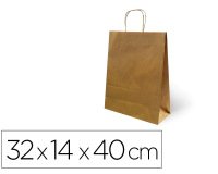 Bolsa kraft basika natural reciclado 90 gr asa retorcida tamaño \"l\" 320x140x400 mm
