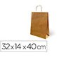 Bolsa kraft basika natural reciclado 90 gr asa retorcida tamaño \"l\" 320x140x400 mm