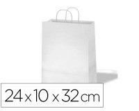 Bolsa kraft basika celulosa blanco 90 gr asa retorcida tamaño \"s\" 240x100x320 mm