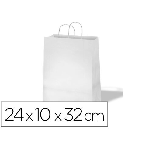 Bolsa kraft basika celulosa blanco 90 gr asa retorcida tamaño \"s\" 240x100x320 mm