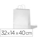 Bolsa kraft basika celulosa blanco 90 gr asa retorcida tamaño \"l\" 320x140x400 mm