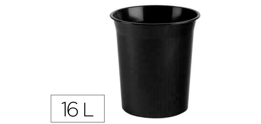 Papelera plastico archivo 2000 antimicrobiana sanitized plastico negro 18 litros 290x310 mm