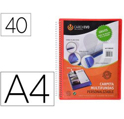 Carpeta carchivo archivex polipropileno canguro escaparate con espiral 40 fundas cierre gomas din a4