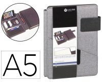 Carpeta portadocumentos Venture Gris A5 con cuaderno y soporte para Smartphone
