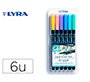 Rotulador lyra aqua brush acuarelable doble punta y pincel tonos pastel blister de 6 unidades surtidas