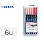 Rotulador lyra aqua brush acuarelable doble punta y pincel tonos piel blister de 6 unidades surtidas