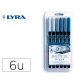 Rotulador lyra aqua brush acuarelable doble punta y pincel tonos grises blister de 6 unidades surtidas