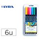 Rotulador lyra aqua brush acuarelable doble punta y pincel tonos primarios blister de 6 unidades