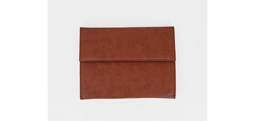 Carpeta portadocumentos q-connect artesania piel sintética doble cierre iman color cuero 260x235x35 mm