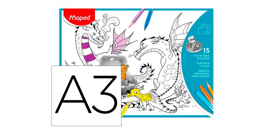 Mantel para colorear maped individual din a3 pack de 15 unidades surtidas