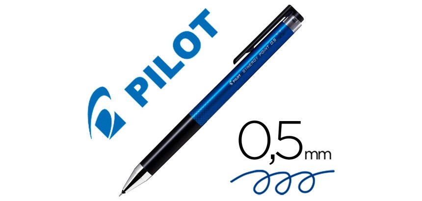 Boligrafo pilot synergy point retractil sujecion de caucho tinta gel 0,5 mm azul
