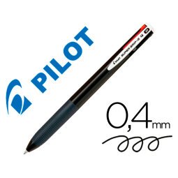 Boligrafo pilot super grip g 4 colores retractil sujecion de caucho tinta base de aceite cuerpo color negro