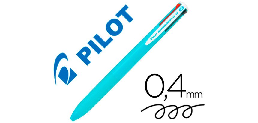 Boligrafo pilot super grip g 4 colores retractil sujecion de caucho tinta base de aceite cuerpo color azul