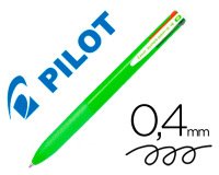 Boligrafo pilot super grip g 4 colores retractil sujecion de caucho tinta base de aceite cuerpo color verde