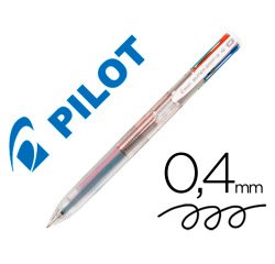Boligrafo pilot super grip g 4 colores retractil sujecion de caucho tinta base de aceite cuerpo transparente