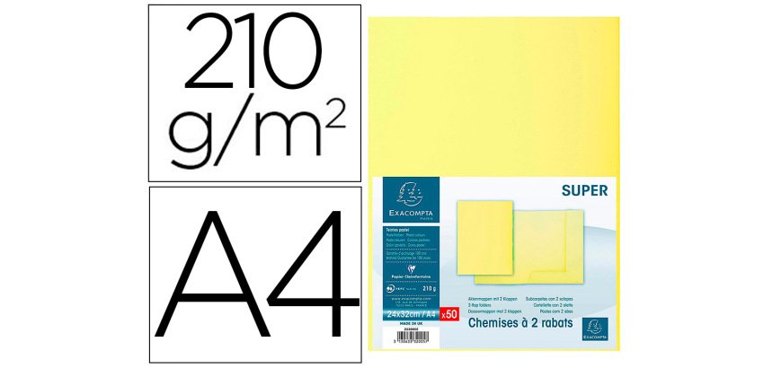 Paquete de 50 Subcarpetas con 2 solapas SUPER 210 g/m2 Exacompta