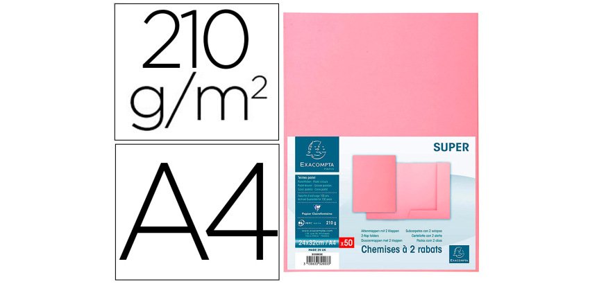 Paquete de 50 Subcarpetas con 2 solapas SUPER 210 g/m2 Exacompta