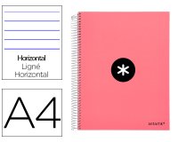 Cuaderno espiral a4 micro antartik tapa forrada 120h 90 gr horizontal 5 bandas 4 taladros color coral