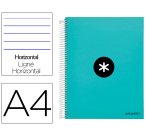 Cuaderno espiral a4 micro antartik tapa forrada 120h 90 gr horizontal 5 bandas 4 taladores color menta