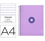 Cuaderno espiral a4 micro antartik tapa forrada 120h 90 gr horizontal 5 bandas 4 taladros color lavanda