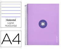 Cuaderno espiral a4 micro antartik tapa forrada 120h 90 gr horizontal 5 bandas 4 taladros color lavanda