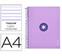 Cuaderno espiral a4 micro antartik tapa forrada 120h 90 gr horizontal 5 bandas 4 taladros color lavanda