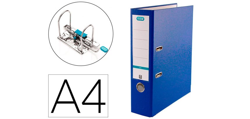 Archivador de palanca elba top carton compacto polipropileno con rado din a4 lomo de 80 mm azul
