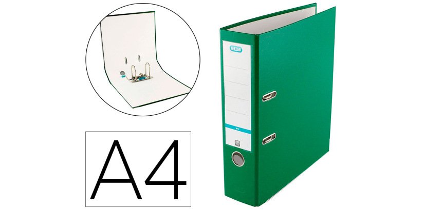 Archivador de palanca elba top carton compacto polipropileno con rado din a4 lomo de 80 mm verde