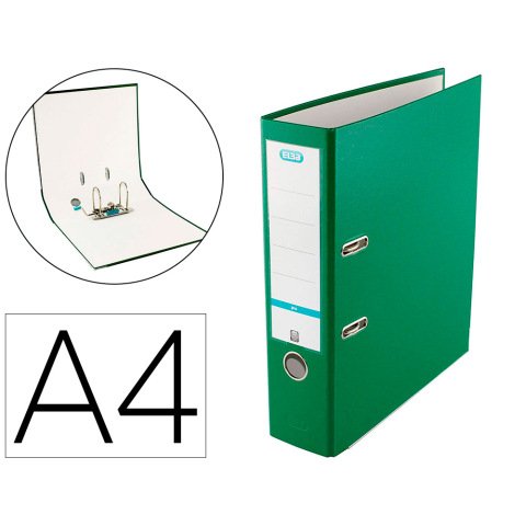 Archivador de palanca elba top carton compacto polipropileno con rado din a4 lomo de 80 mm verde